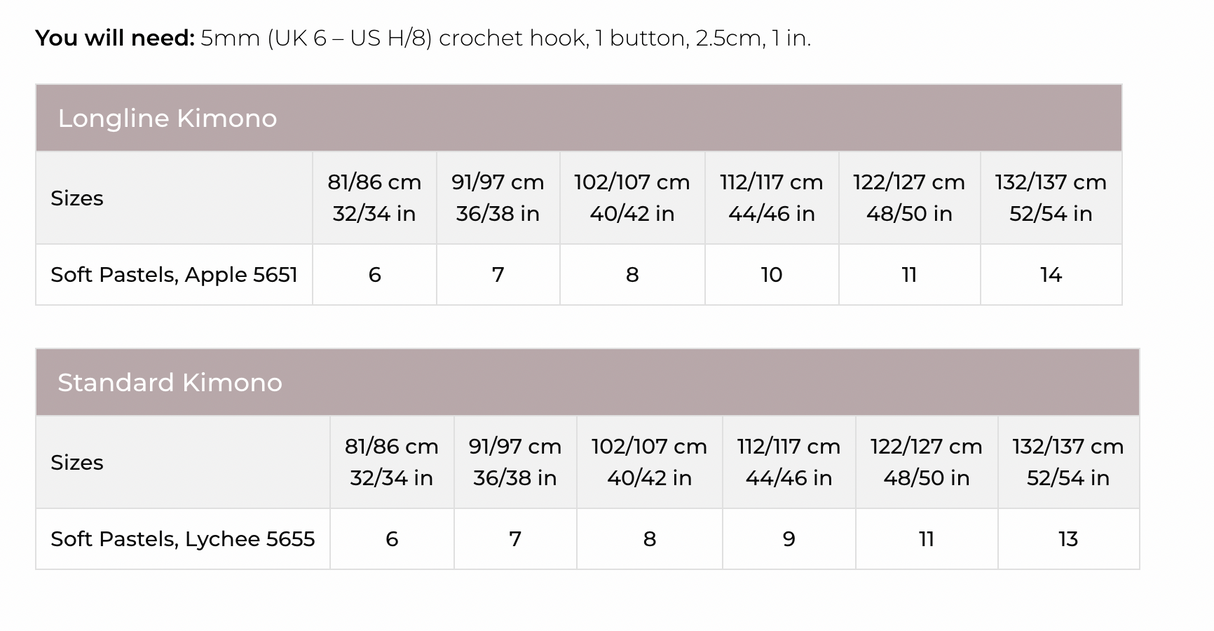 Stylecraft Soft Pastels Aran Crochet Kimono Pattern 10153