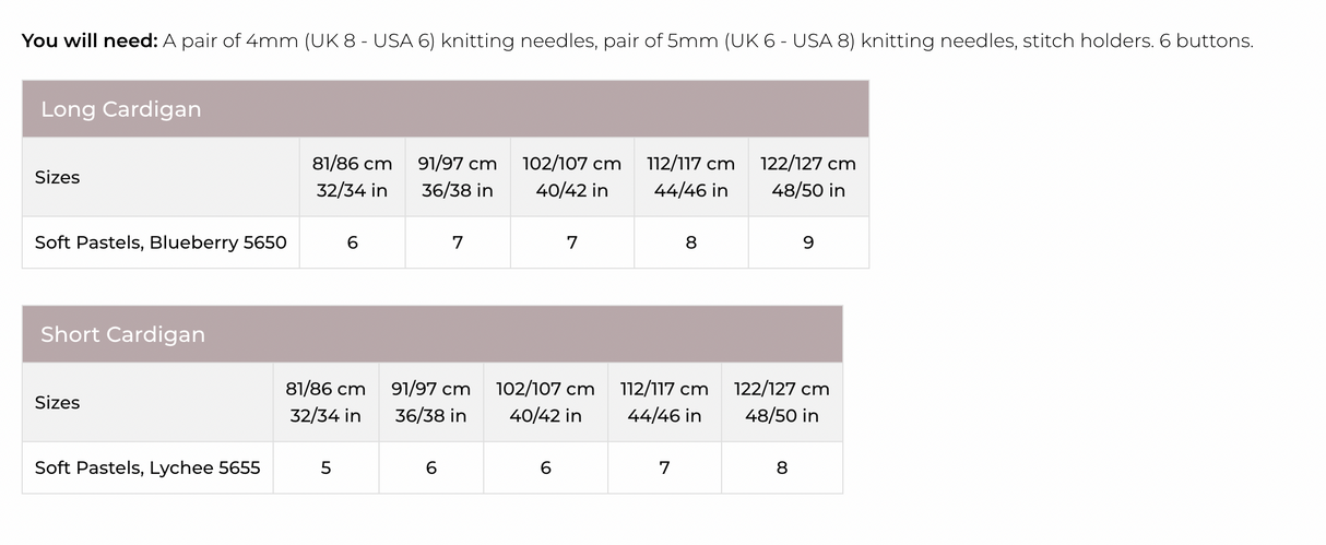 Stylecraft Soft Pastels Aran Short & Long Cardigan Pattern 10157