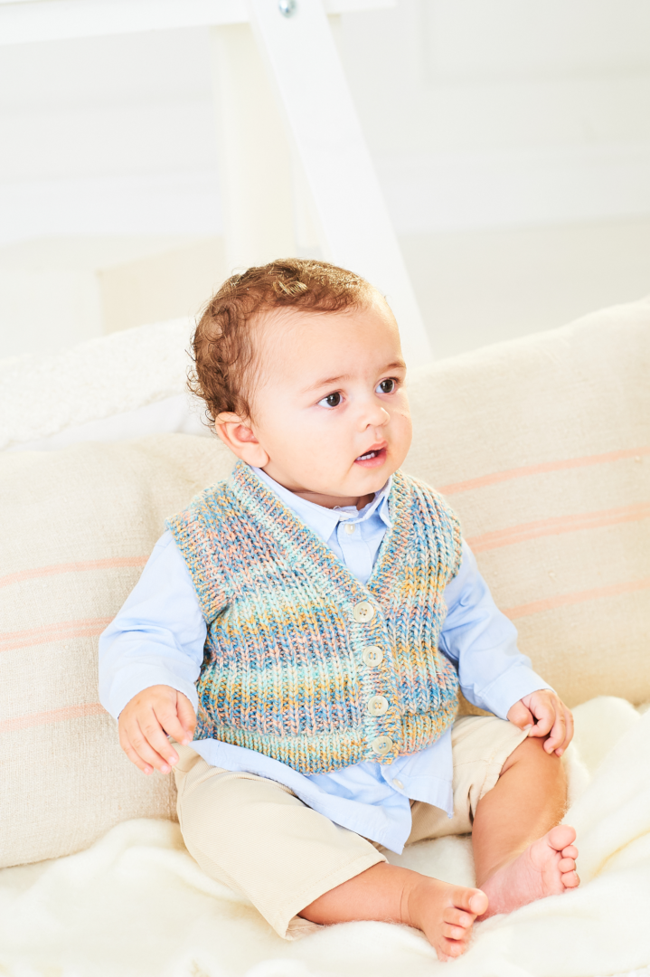 Stylecraft Soft Baby Easy Stripes & Bambino DK Cardigan & Waistcoat Pattern 10166