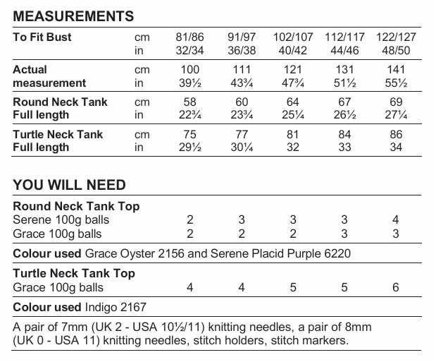 Stylecraft Serene/Grace Aran Tank Tops Pattern 10173