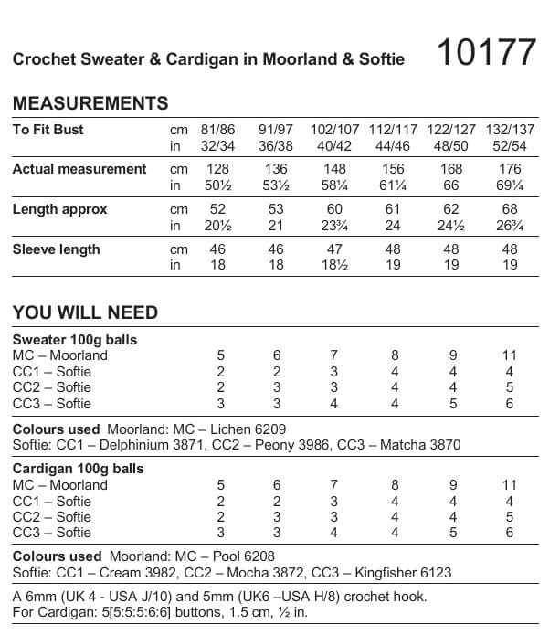 Stylecraft Moorland Softie Chunky Crochet Cardigan & Sweater Pattern 10177