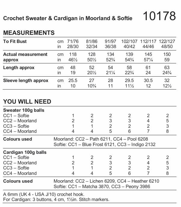 Stylecraft Moorland Softie Chunky Crochet Sweater & Cardigan Pattern 10178