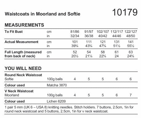 Stylecraft Moorland Softie Chunky Waistcoats Pattern 10179