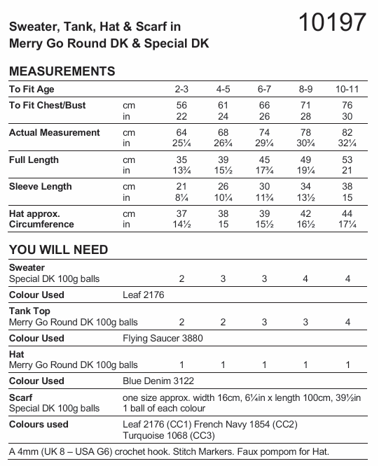 Stylecraft Wondersoft Merry Go Round DK Crochet Sweater Tank, Scarf & Hat Pattern 10197