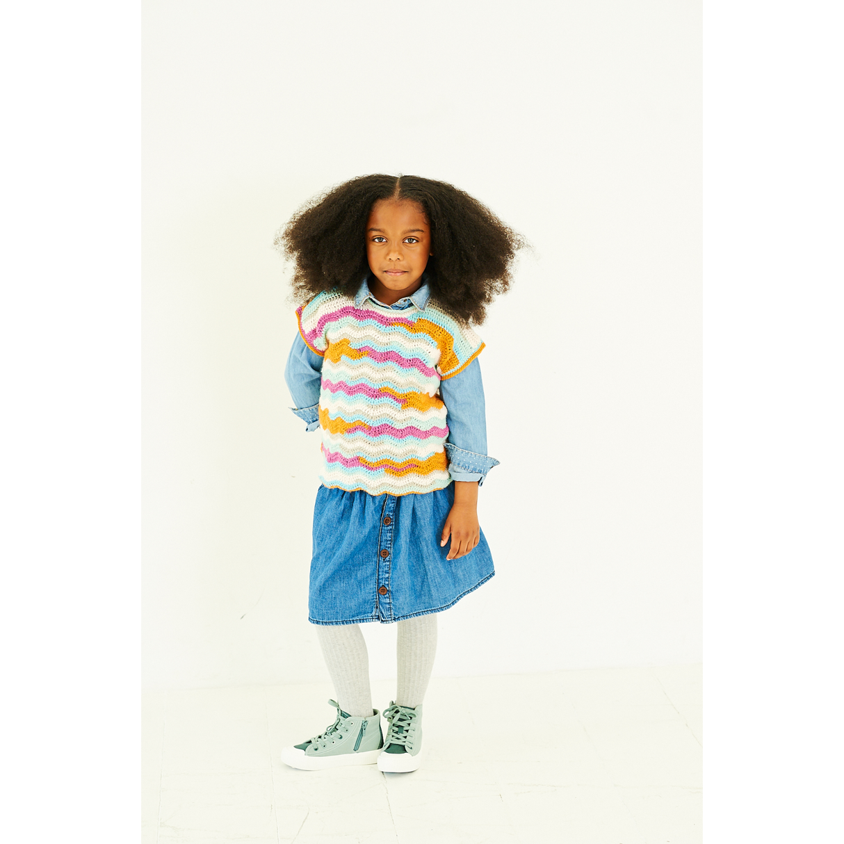 Stylecraft Wondersoft Merry Go Round DK Crochet Sweater Tank, Scarf & Hat Pattern 10197