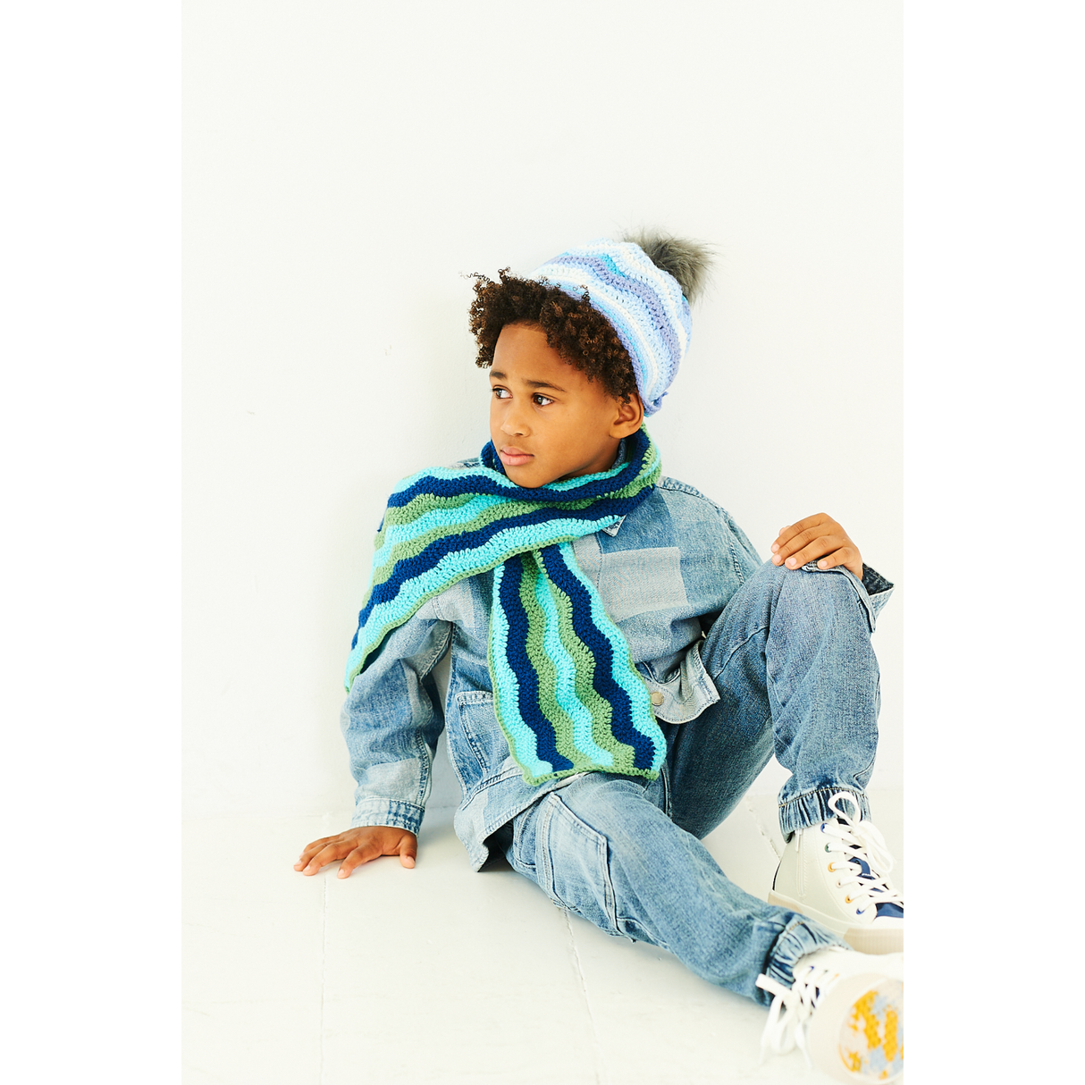 Stylecraft Wondersoft Merry Go Round DK Crochet Sweater Tank, Scarf & Hat Pattern 10197