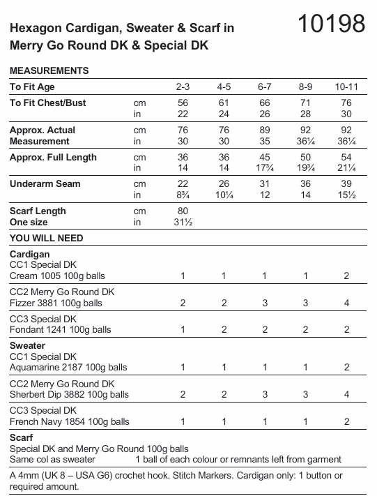 Stylecraft Wondersoft Merry Go Round DK Crocheted Sweater, Cardigan & Scarf Pattern 10198