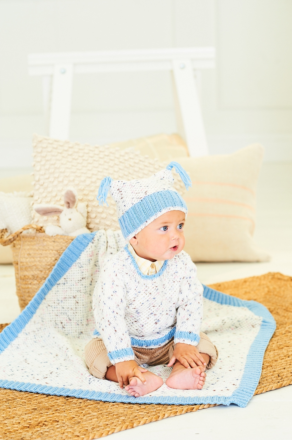 Stylecraft Bambino Dotty DK Sweaters, Hat & Blanket Pattern 10202