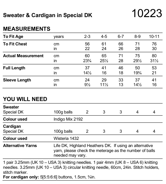 Stylecraft Special DK Sweater & Cardigan Pattern 10223