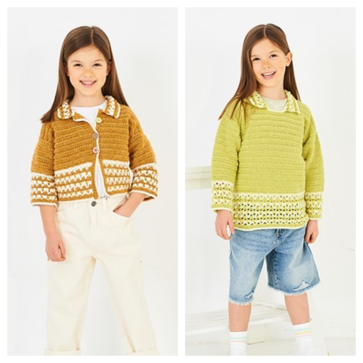 Stylecraft Special DK Crochet Collared Sweater and Cardigan Pattern 10226