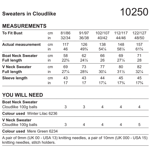 Stylecraft Cloudlike Super Chunky Sweaters Pattern 10250