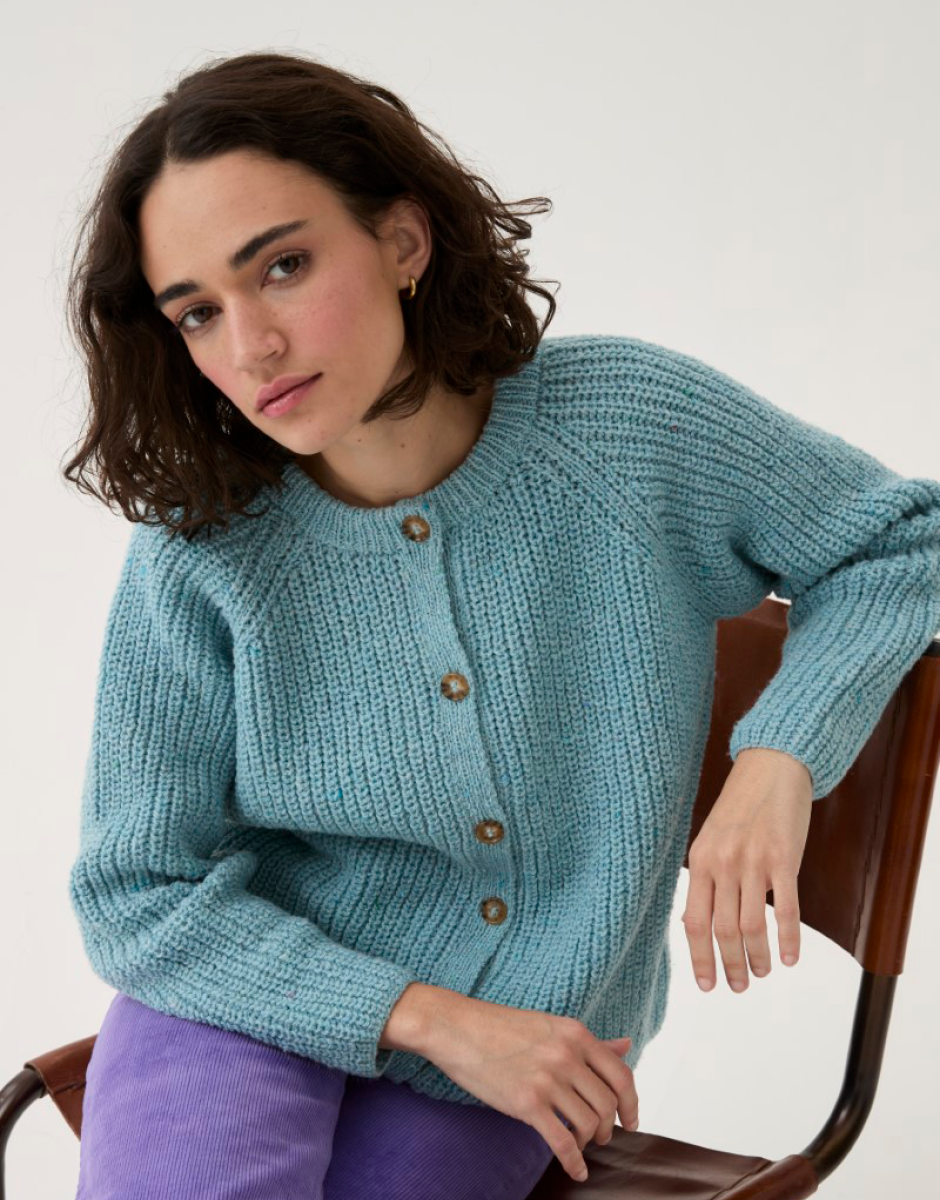Sirdar Loveful Tweed DK Round Neck Rib Cardigan Pattern 10780