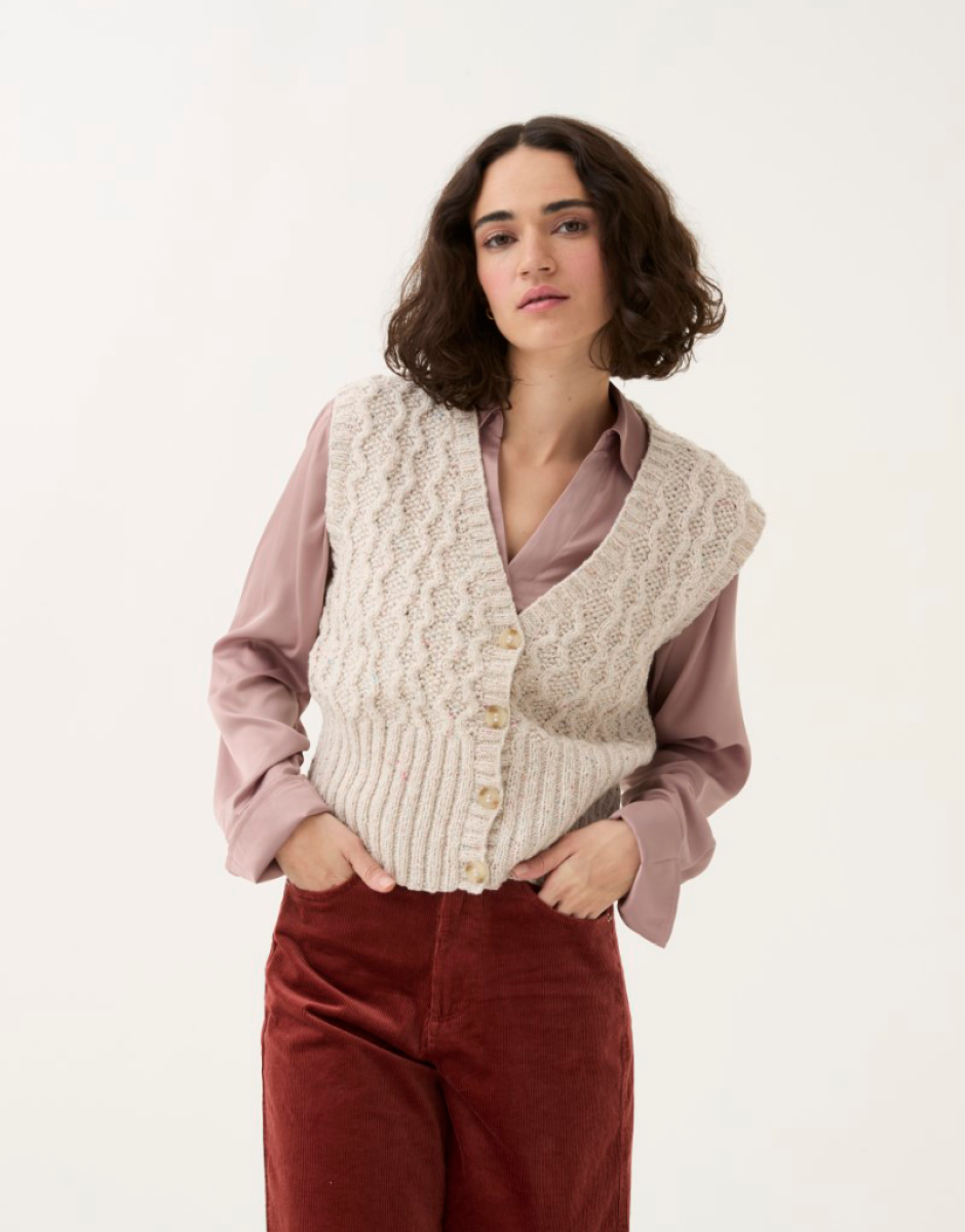 Sirdar Loveful Tweed DK Moss Stitch Vest Pattern 10784