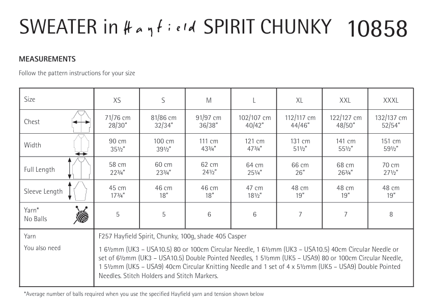Hayfield Spirit Chunky Sweater Pattern 10858