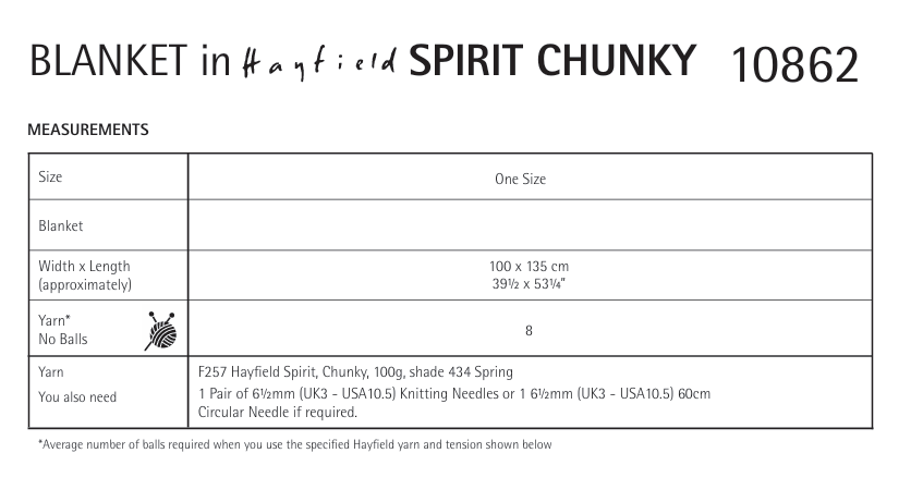 Hayfield Spirit Chunky Wave Knit Blanket Pattern 10862