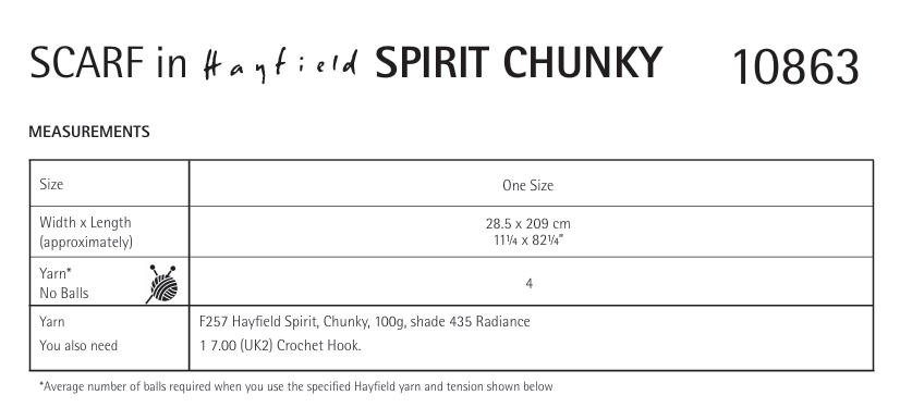 Hayfield Spirit Chunky Wavy Crochet Scarf Pattern 10863