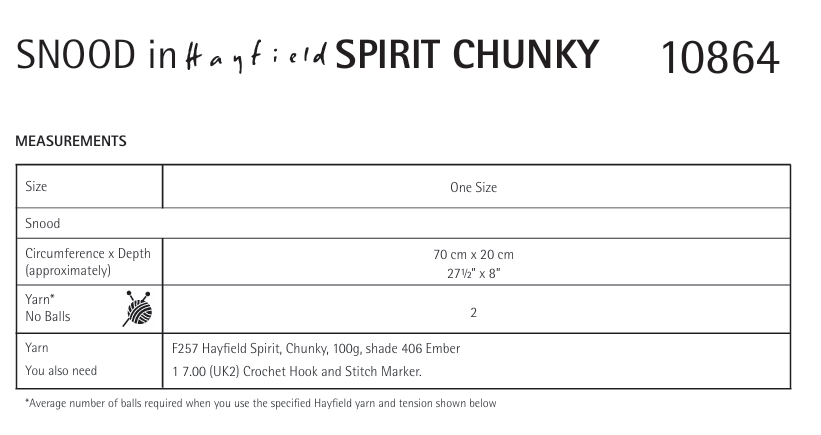 Hayfield Spirit Chunky Infinite Crochet Cowl Pattern 10864