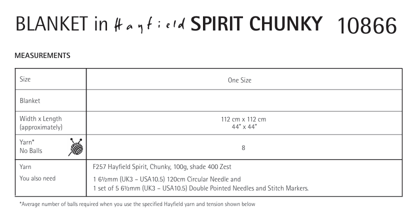 Hayfield Spirit Chunky Square Deal Blanket Pattern 10866