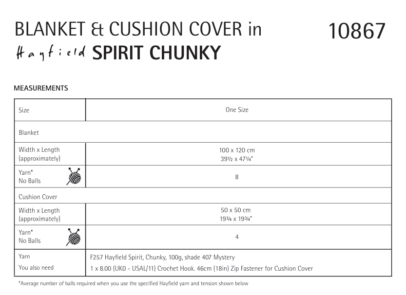 Hayfield Spirit Chunky Crochet Blanket Set Pattern 10867