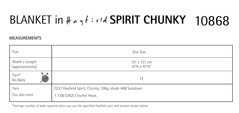 Hayfield Spirit Chunky Crochet Cloud Blanket Pattern 10868