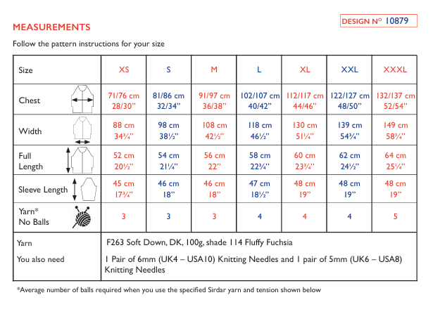 Sirdar Soft Down DK Cardigan Pattern 10879