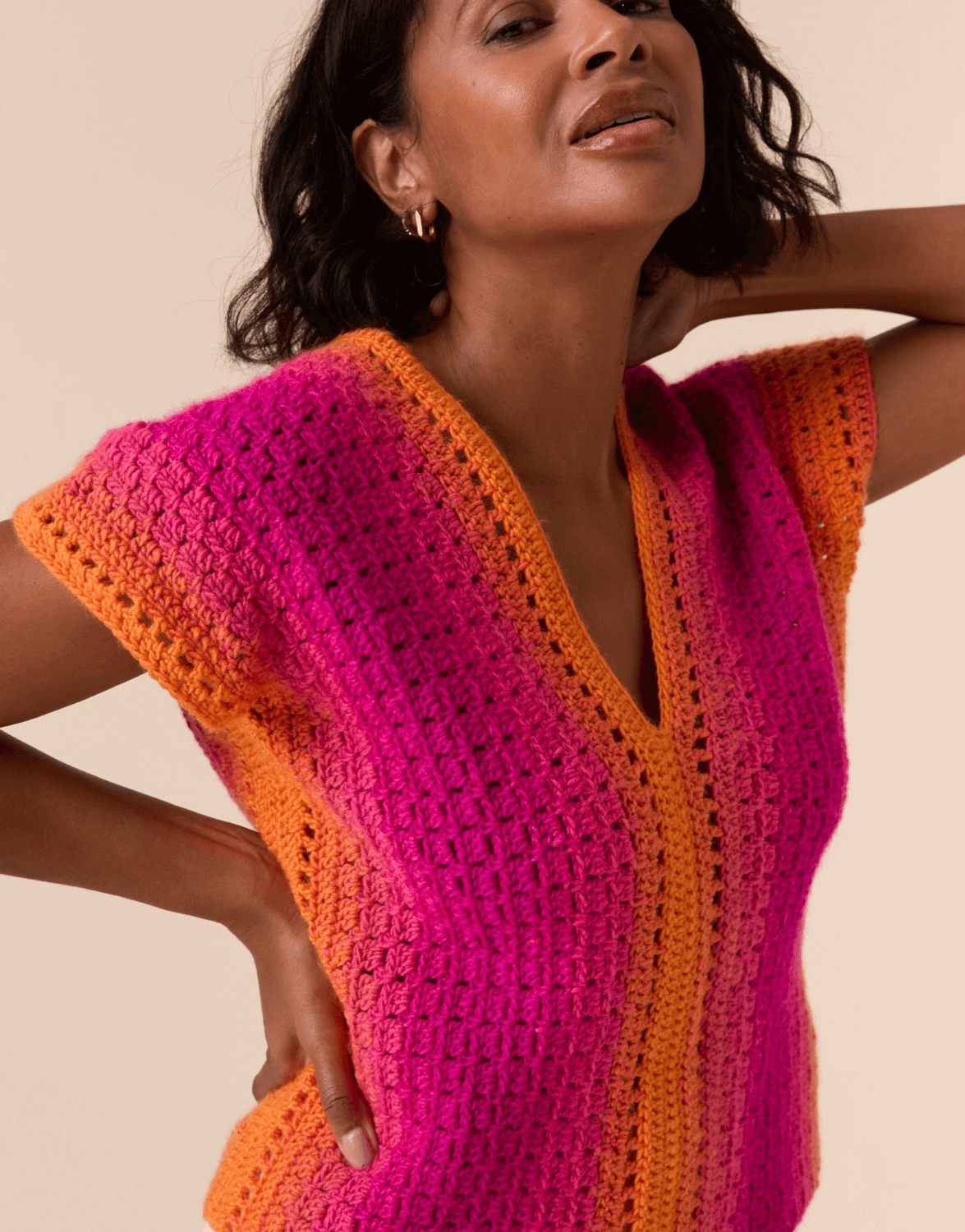 Sirdar Jewelspun Ombre Aran Rhythmic Colour Crochet Top Pattern 10923