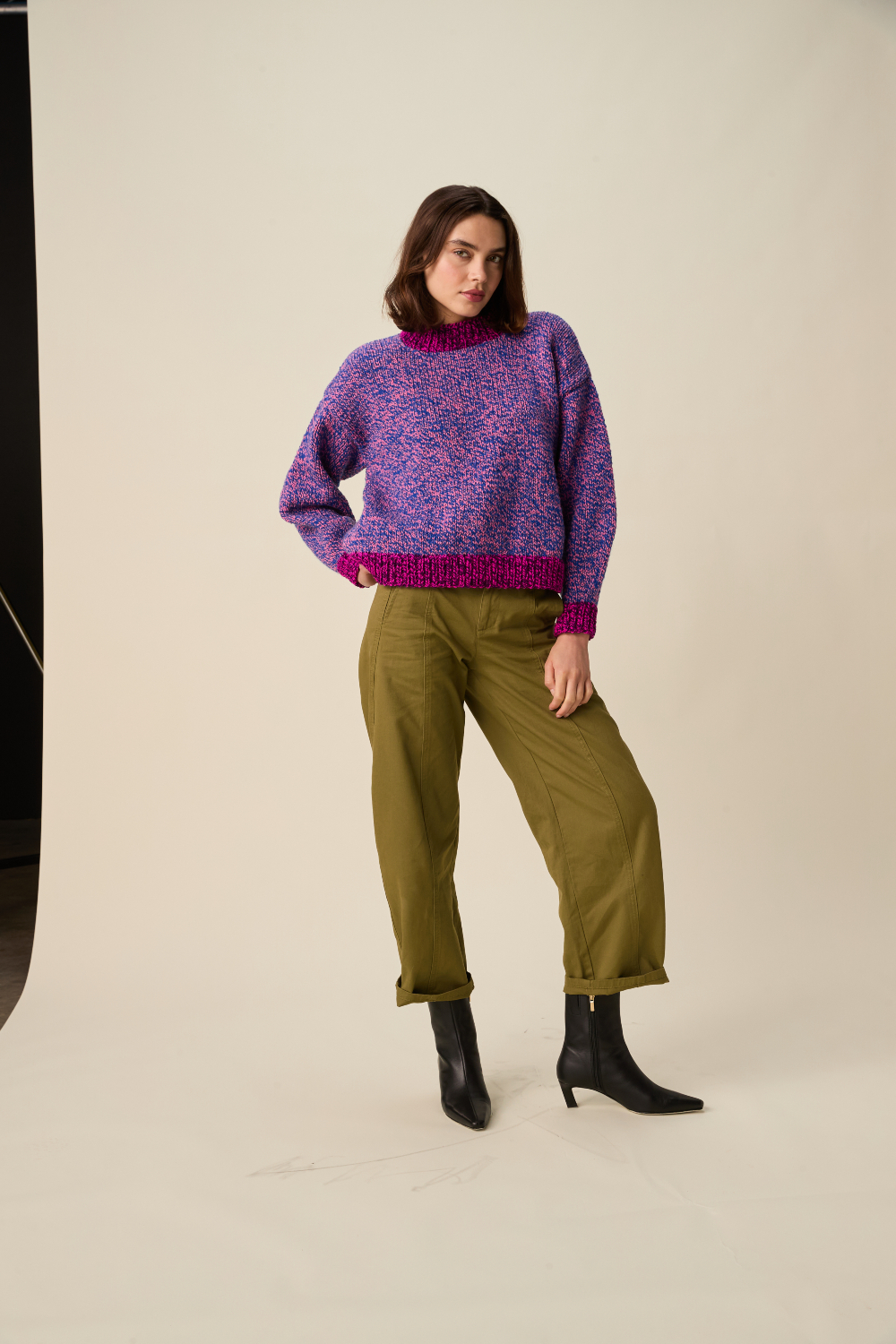 Sirdar Hayfield Bonus Marl Chunky Ripple Round Neck Sweater Pattern 10944