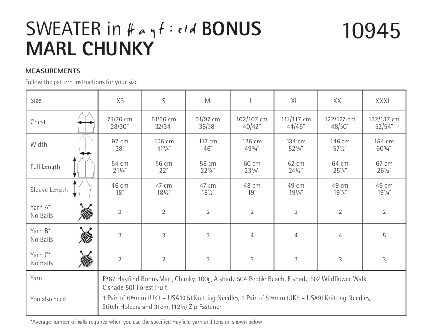Sirdar Hayfield Bonus Marl Chunky Couple Zip-Up Sweater Pattern 10945