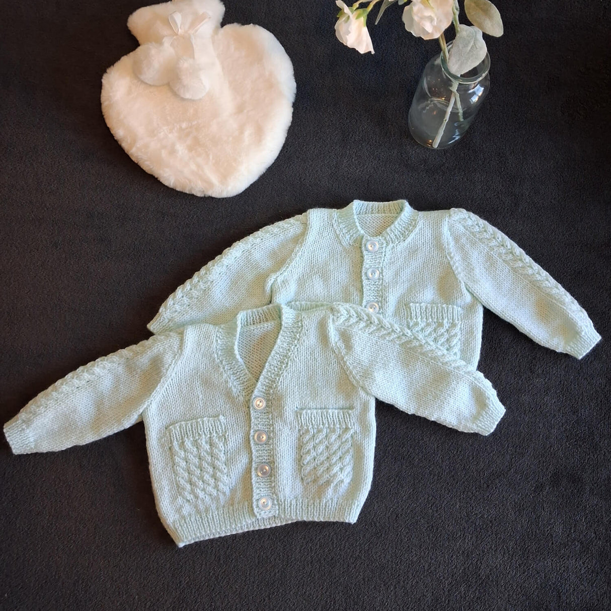 Woolcraft Jarol Baby Supersoft DK V & Round Neck Cardigan Pattern WC3015