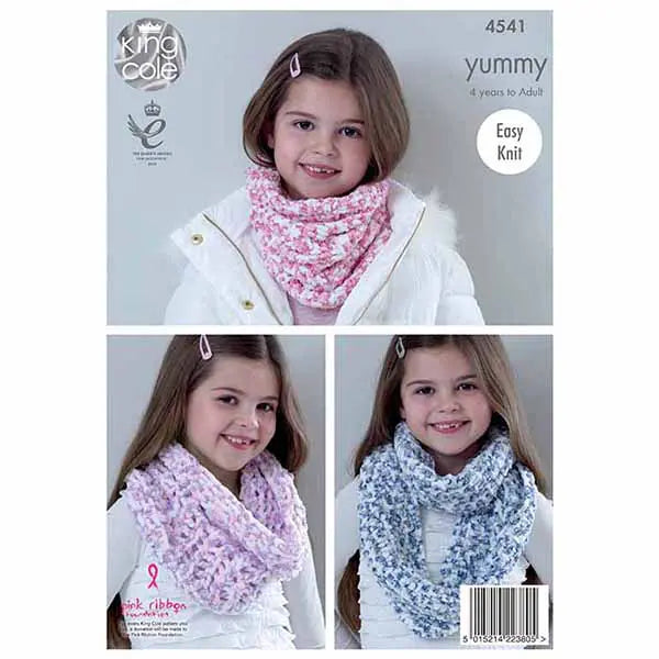 King Cole Yummy Chunky Snoods Knitting Pattern 4541