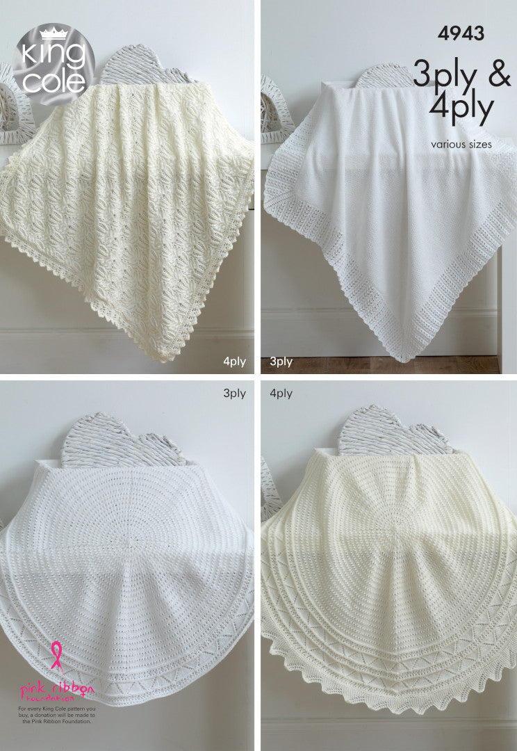 King Cole Comfort 3/4 Ply Square and Circular Shawls Pattern 4943