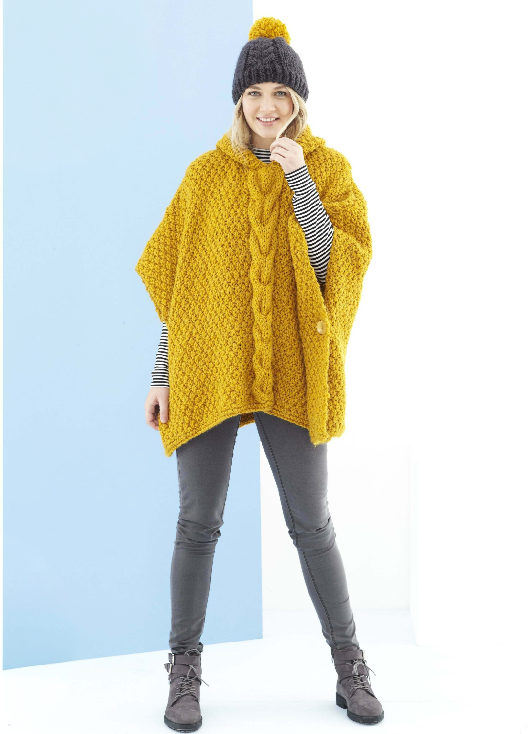 King Cole Timeless Classic Super Chunky Ponchos & Hat Pattern 5525*