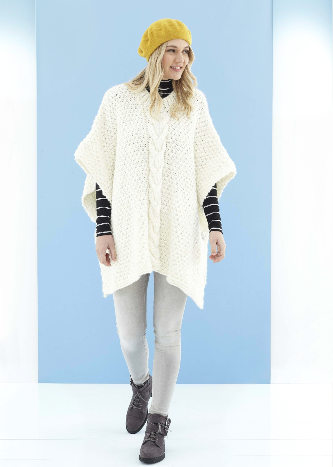 King Cole Timeless Classic Super Chunky Ponchos & Hat Pattern 5525*