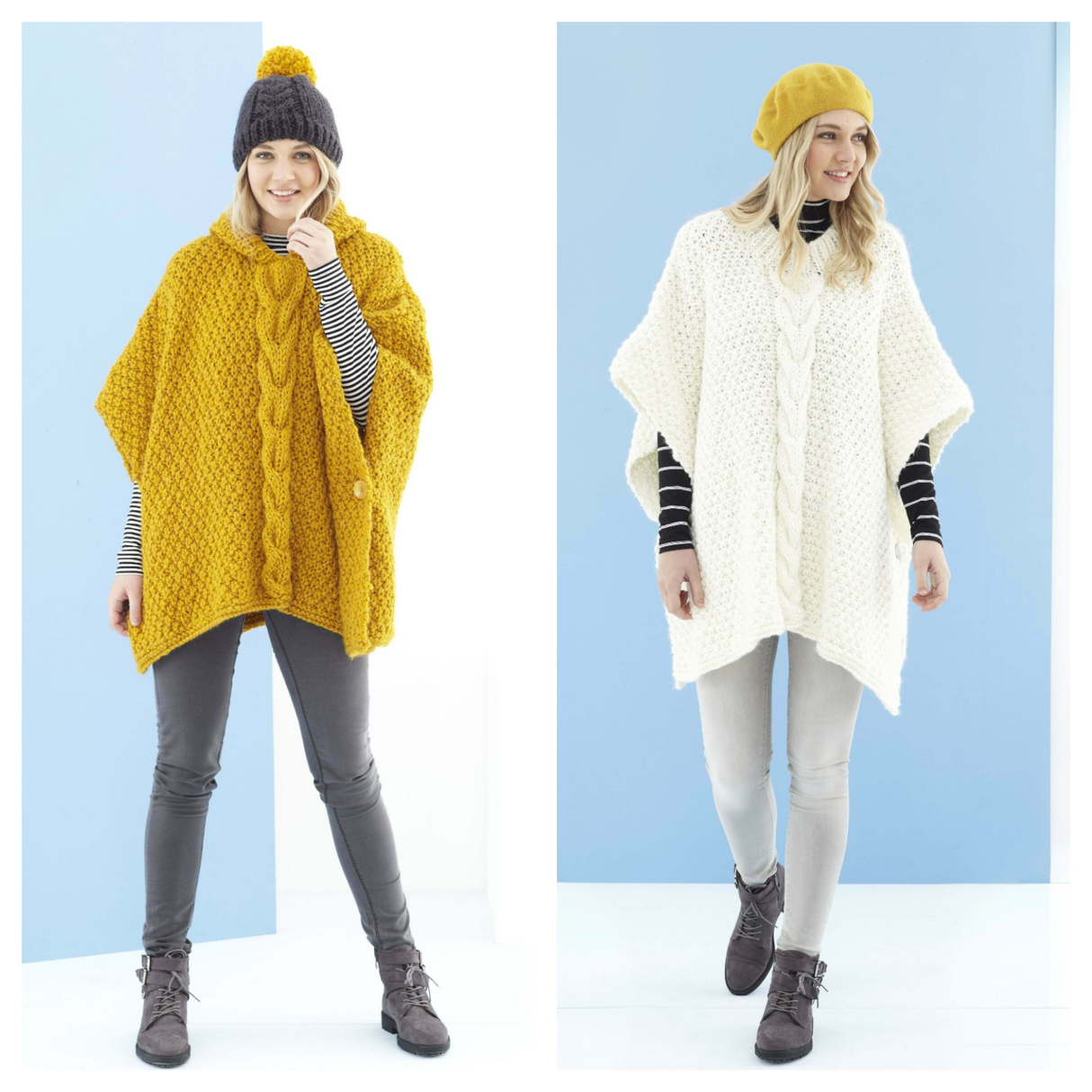 King Cole Timeless Classic Super Chunky Ponchos & Hat Pattern 5525*