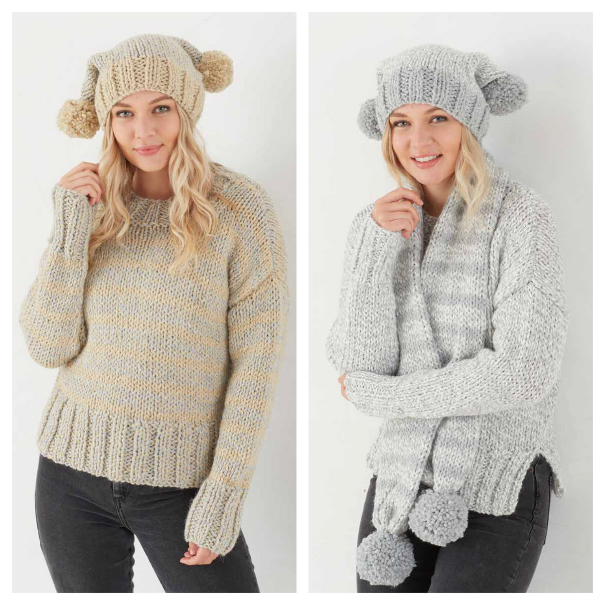 King Cole Timeless Classic Super Chunky Sweater, Hat & Scarf Pattern 5669