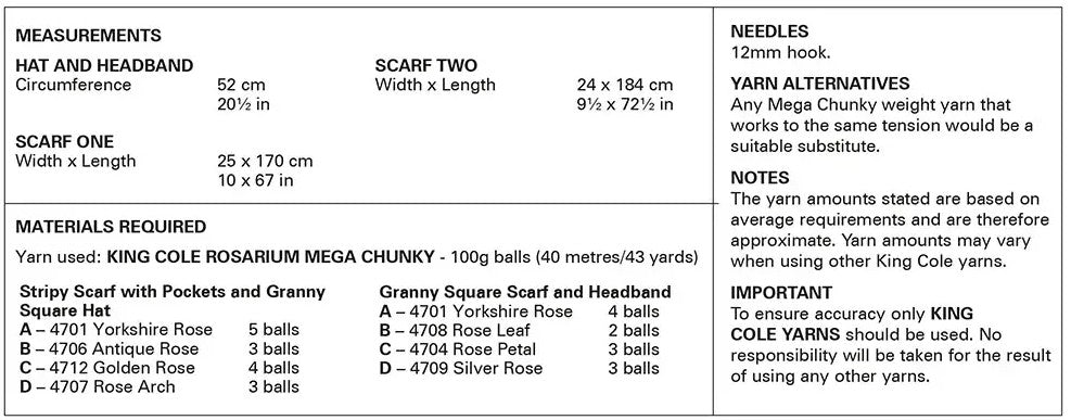 King Cole Rosarium Mega Chunky Crochet Jumpers & Accessories Crochet Pattern 6275
