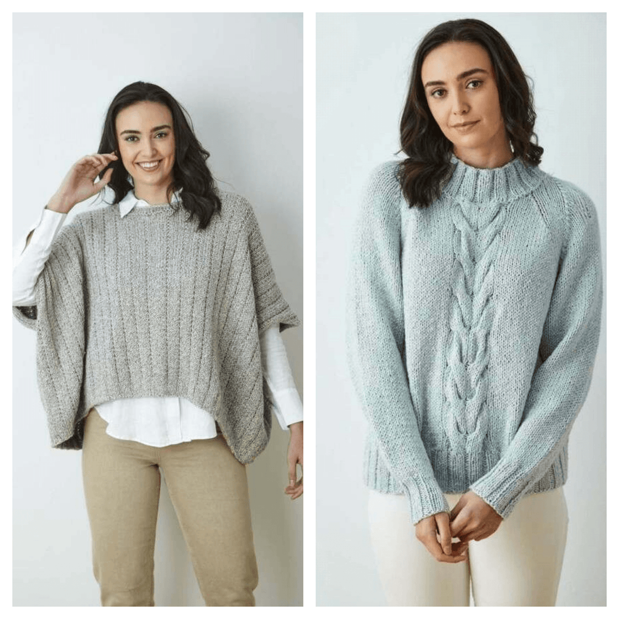 King Cole Simply Denim Chunky Sweater & Cape Top Pattern 6378