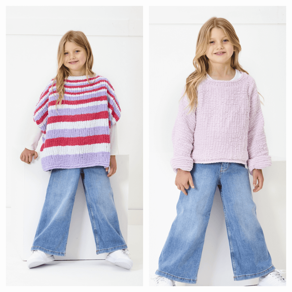 King Cole Yummy Glitz Chunky Cape Top and Sweater Knitting Pattern 6391