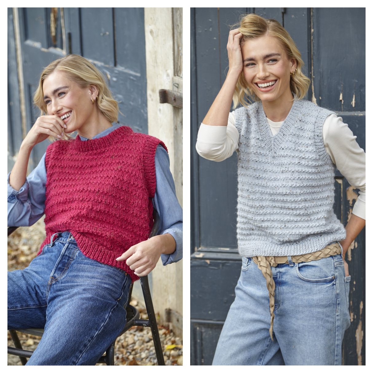 King Cole Homespun Aran Round and V-Neck Tanks Pattern 6423