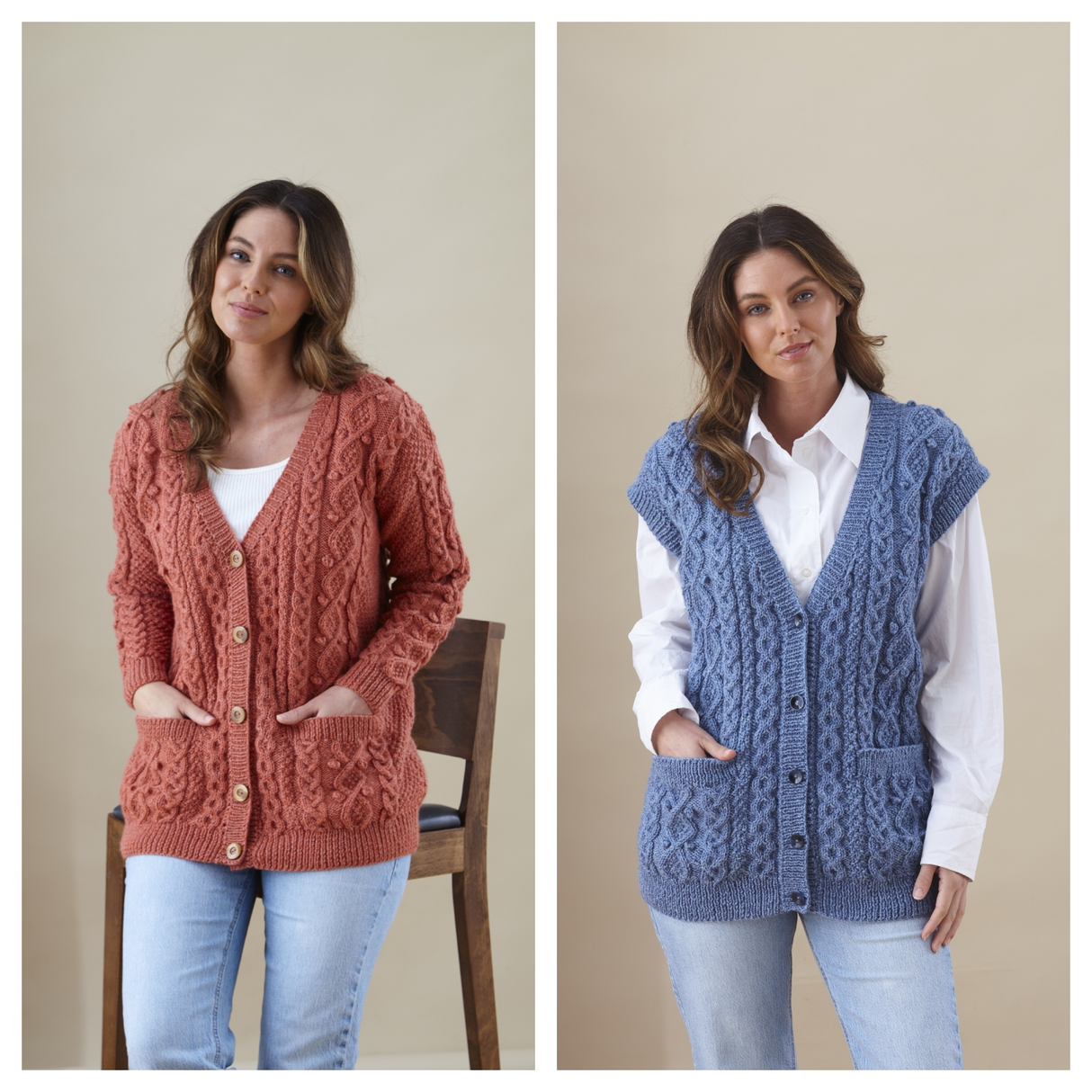 King Cole Merino Blend DK Cardigan and Waistcoat Pattern 6431