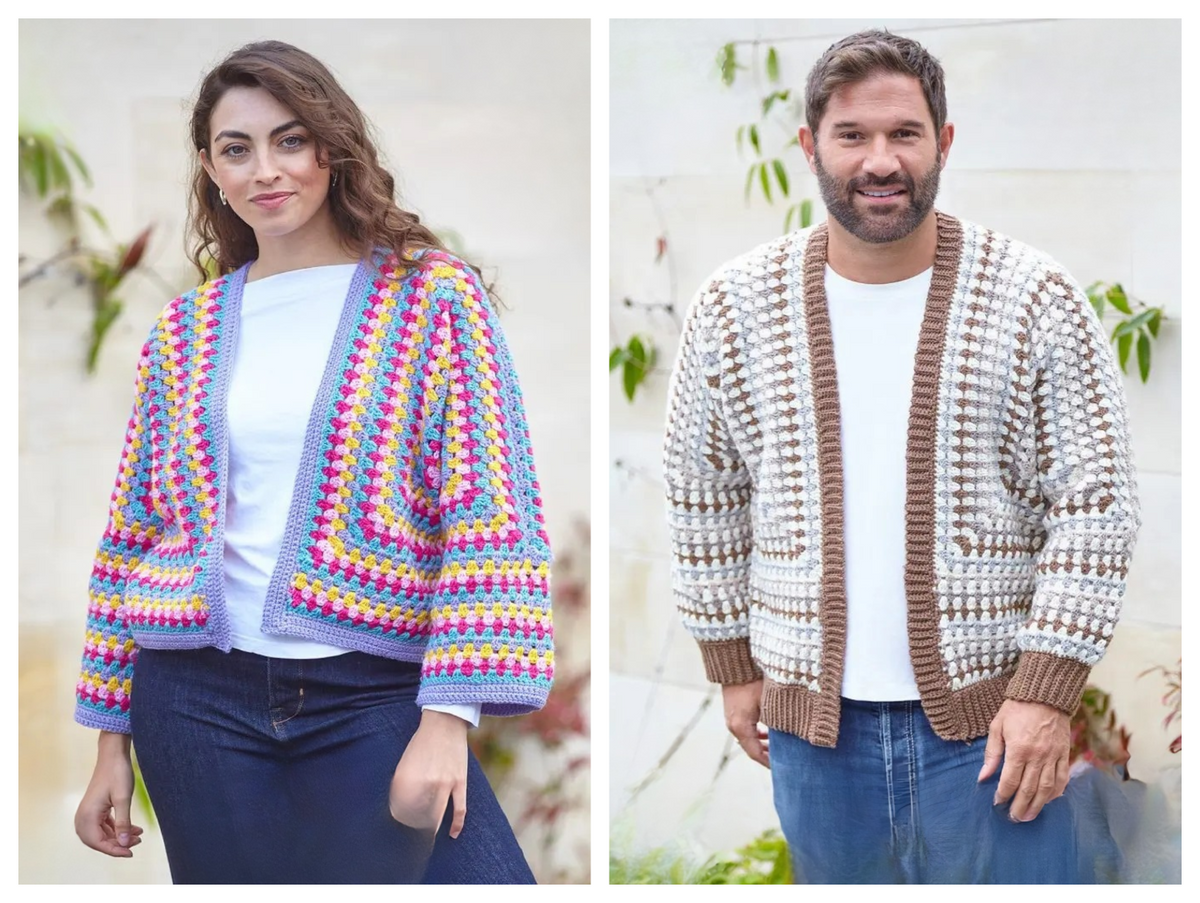 King Cole Merino Blend DK Hexagon Crochet Cardigan's Pattern 6481