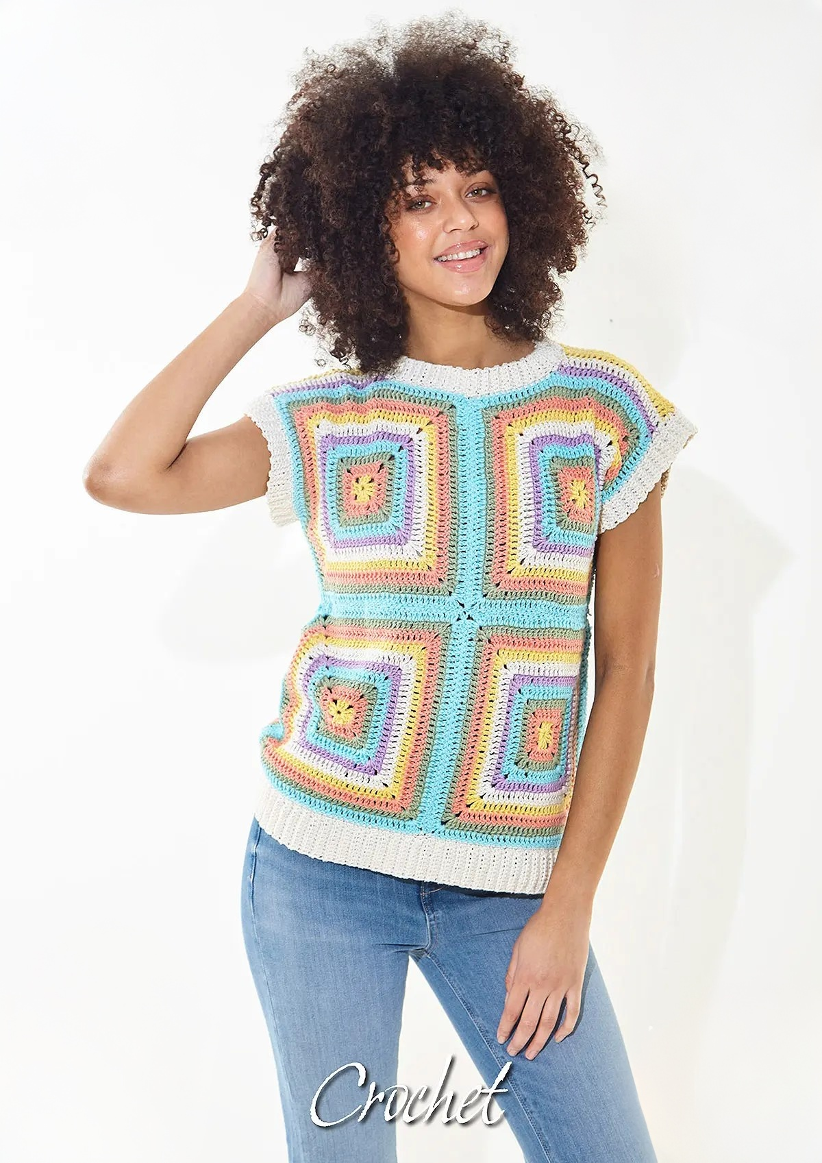 King Cole Cottonsoft DK Crocheted Short Sleeve and Sleeveless Top Pattern 6488