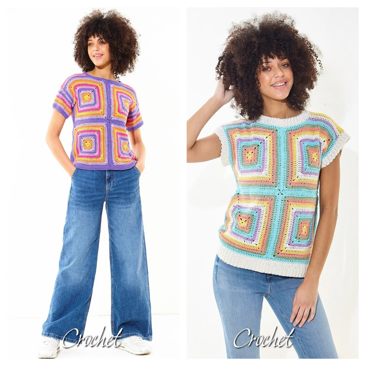 King Cole Cottonsoft DK Crocheted Short Sleeve and Sleeveless Top Pattern 6488