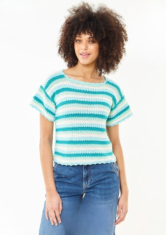 King Cole Cottonsoft DK Crocheted Short Sleeve and Sleeveless Top Pattern 6500