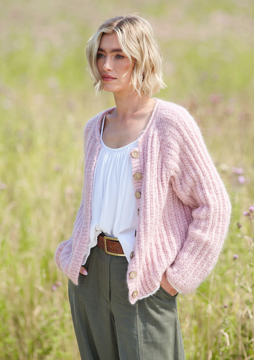 King Cole Flair Solo Chunky Sweater, Cardigan and Scarf Pattern 6596