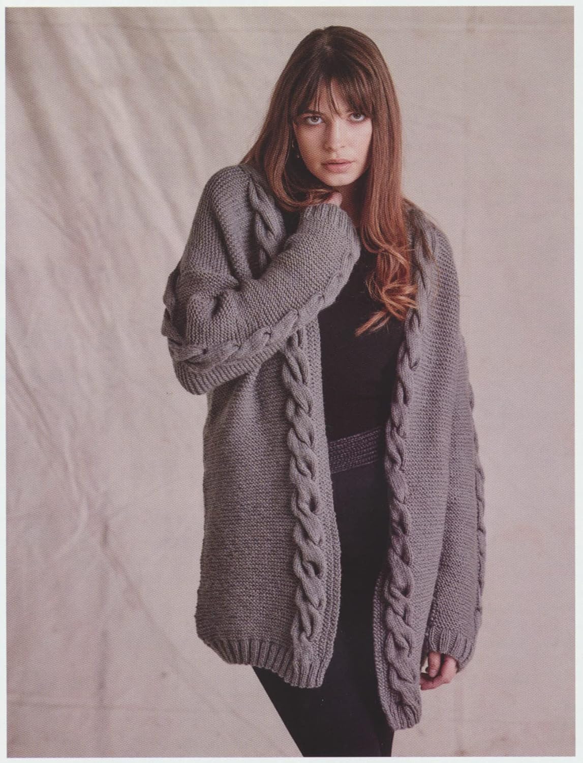 Wendy with Wool Aran Long & Short Cable Coat Pattern 6160