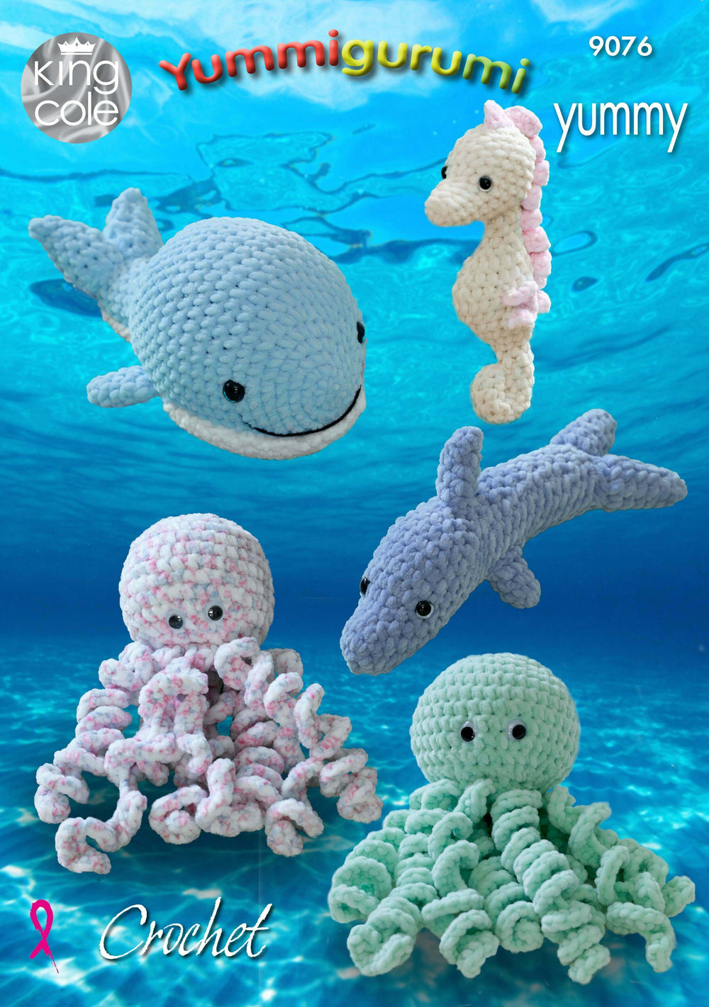 King Cole Yummy Chunky Snuggle Octopus, Whale, Seahorse and Dolphin Knitting Pattern 9076