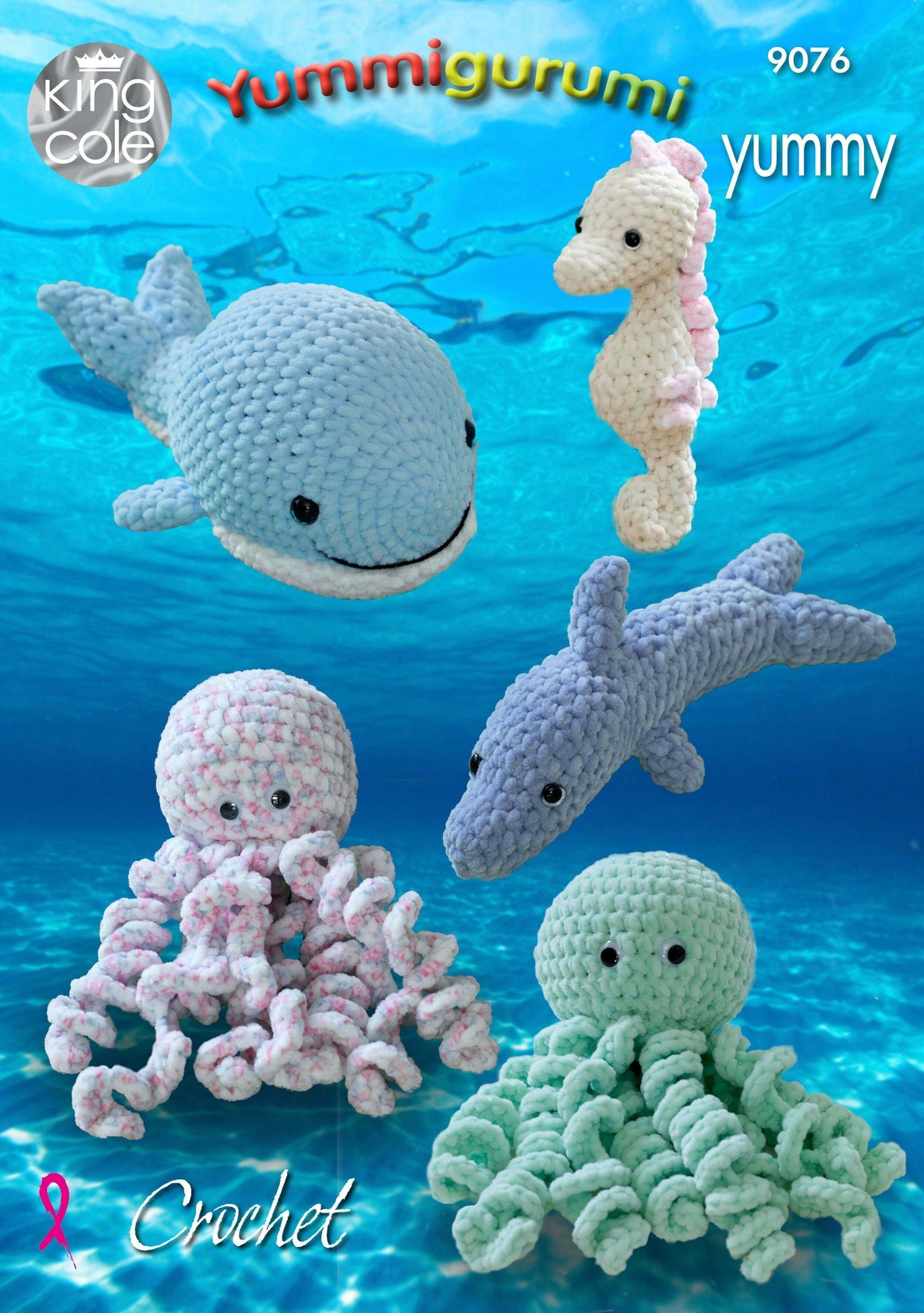 King Cole Yummy Chunky Snuggle Octopus, Whale, Seahorse and Dolphin Knitting Pattern 9076