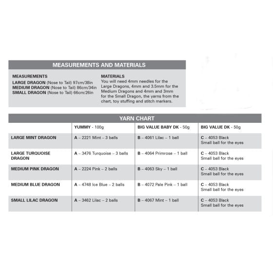 King Cole Yummy Chunky Dragon Toy Pattern 9203