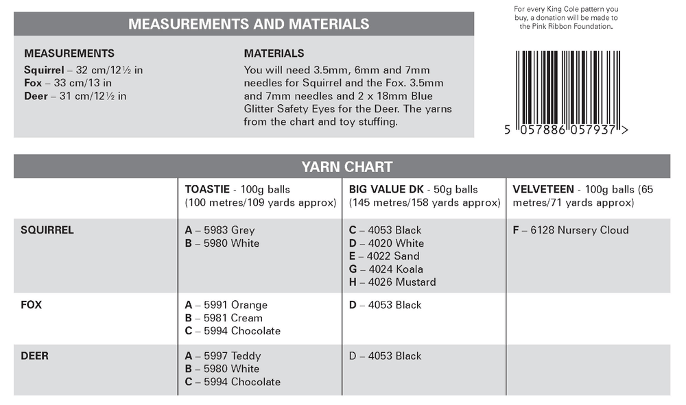 King Cole Toastie Woodland Wildlife Pattern 9212